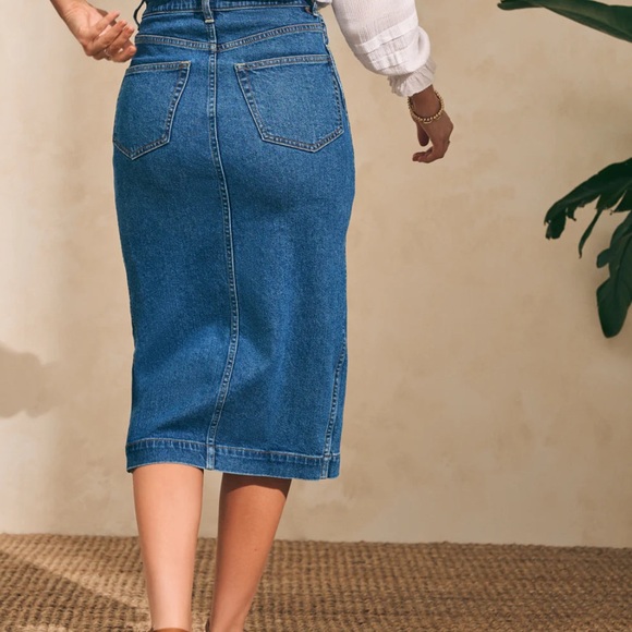 Faherty Blue Button-Front Midi Skirt - Picture 2 of 5